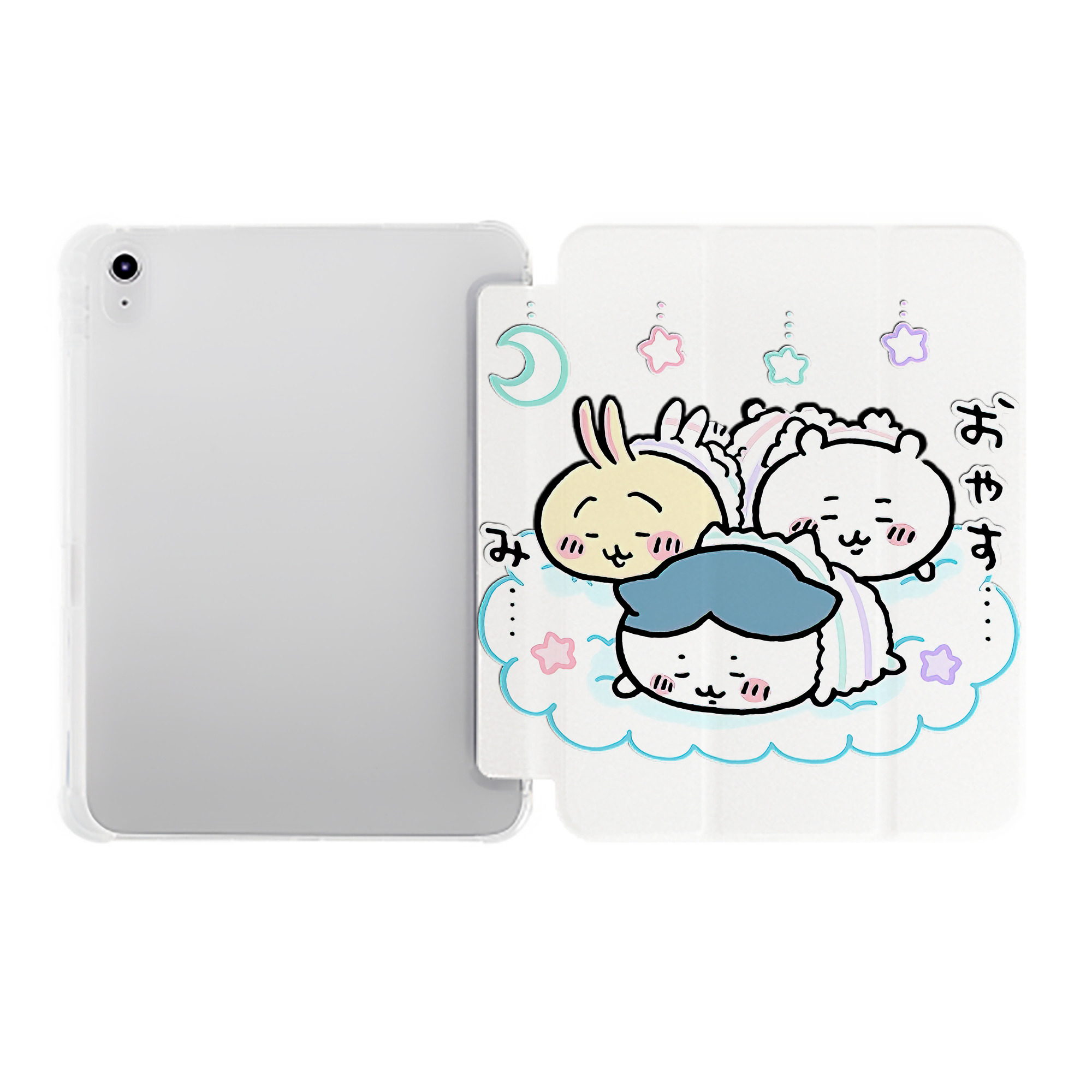 （画像用） ちいかわ ハチワレ Chii-kawa hachiware IPad ケース ペン収納付き 三つ折りスタンド PUレザー×シリコン 対応機種9.5/10.5/10.9インチ